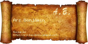 Arz Benjámin névjegykártya