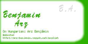 benjamin arz business card