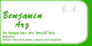 benjamin arz business card